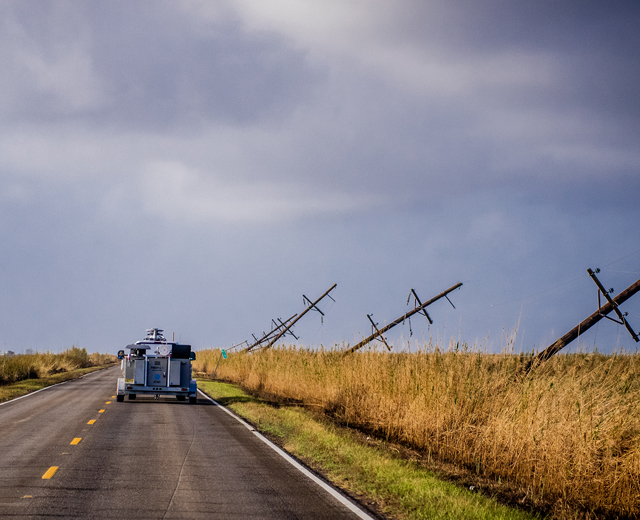 FirstNet vehicle driving down road