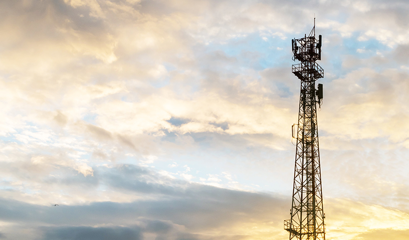 The beautiful sky with colorful fluffy clouds and The Antenna