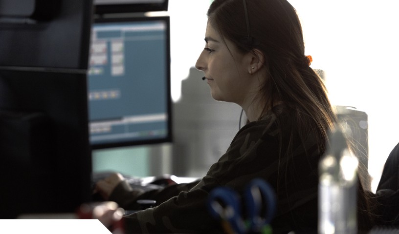 9-1-1 dispatcher in call center