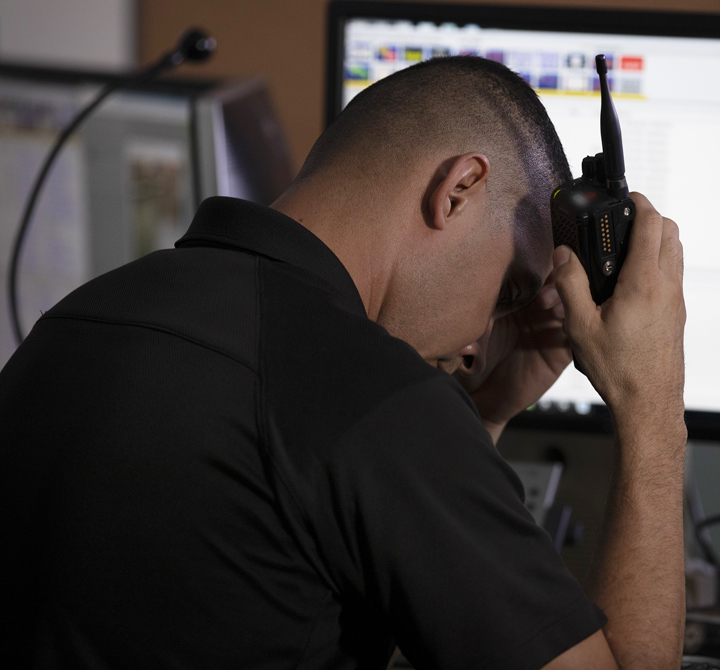Man using PTT device